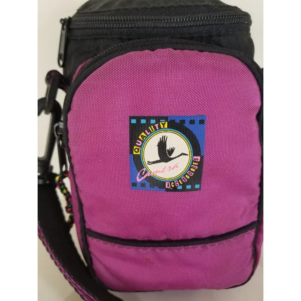 Vtg Quality Camera Accessories Purple Camera Carrying Case 90s Style & Strap